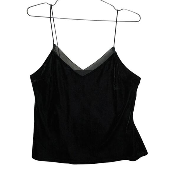 Forever 21 Contemporary Black Velvet Cami Tank Top Spaghetti Strap Size Small - Picture 1 of 3